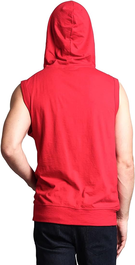 Men's Lightweight Athletic Casual Sleeveless Contrast Zipper Hoodie - Image 2