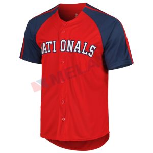 Red Button-Down Raglan Fashion Jersey