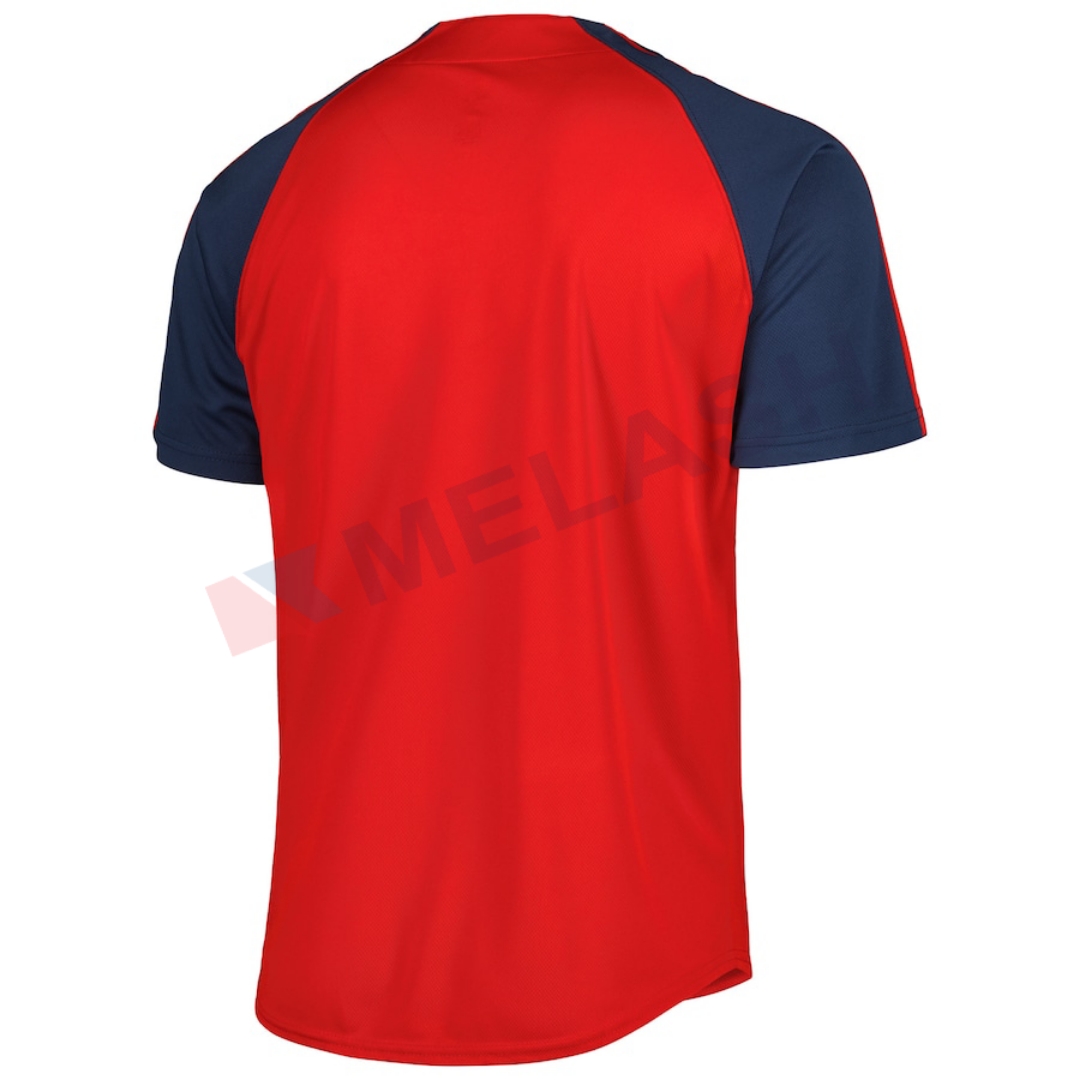 Red Button-Down Raglan Fashion Jersey - Image 2