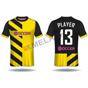 Polyester sublimation retro yellow custom soccer jersey set