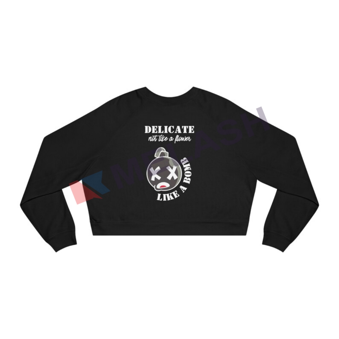 Boom, Baby! Womens Cropped Fleece Sweatshirt - Image 2