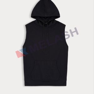 REGULAR FIT SLEEVELESS HOODED SWEATSHIRT BLACK