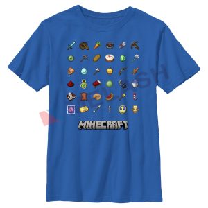 Boy's Minecraft Item Collection Graphic Tee Royal Blue