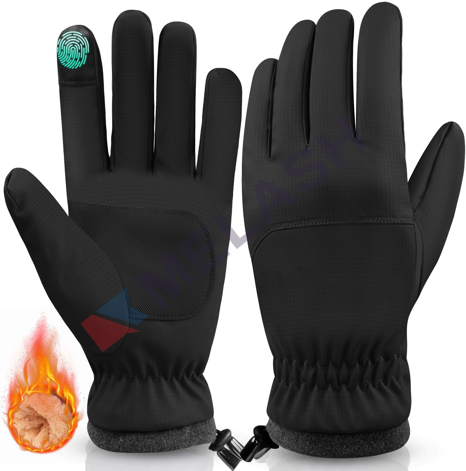 Hiking Gloves Waterproof Windproof Mens Women - Warm Gloves Cold Weather, Touch Screen Fingers, Driving Biking Running