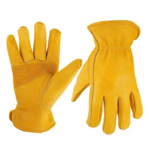 Yellow Heavy Duty Cowhide Leather work gloves