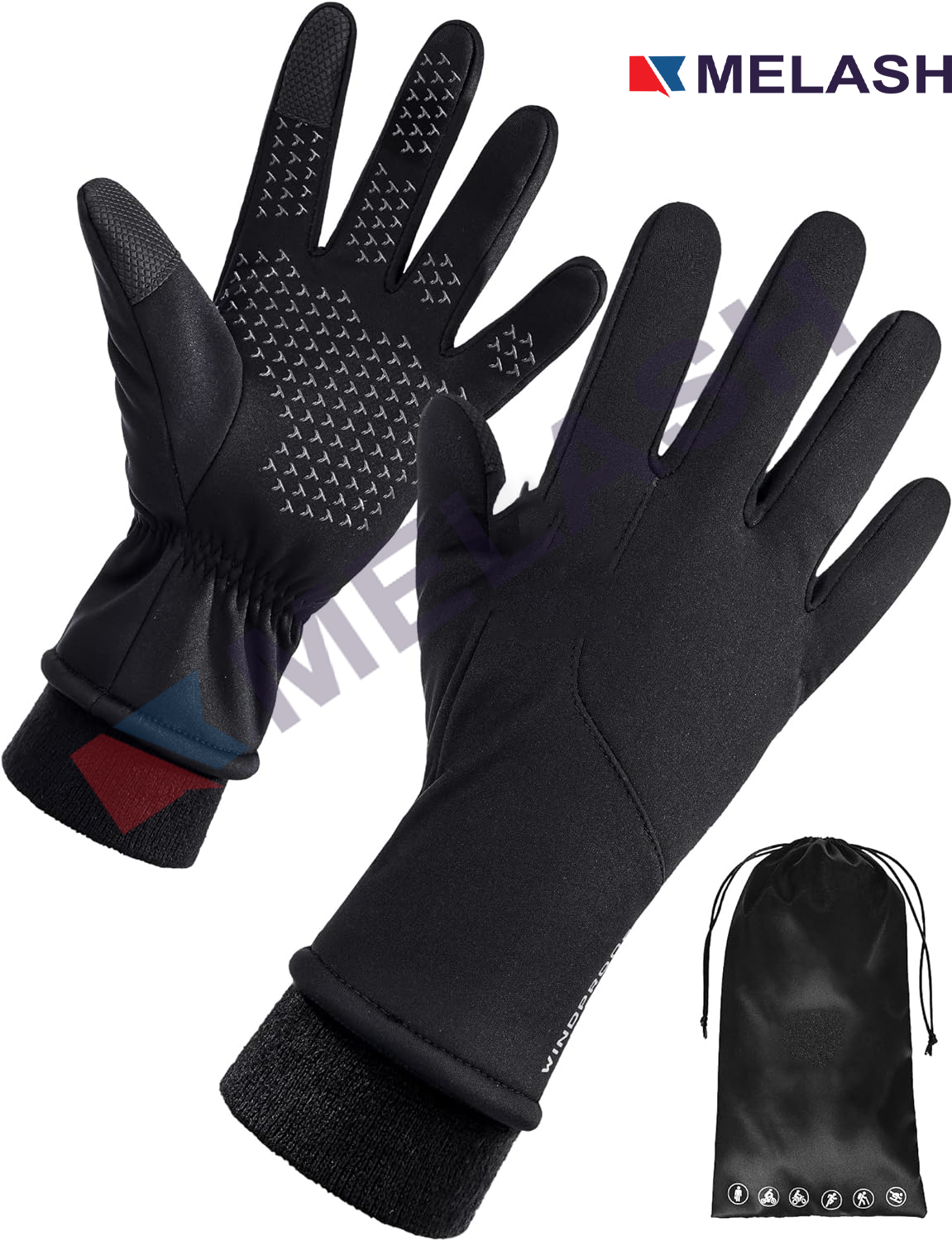Winter Thermal Gloves Cycling Warm Gloves Cold Weather Sports Anti-Slip Windproof Gloves Men Women Touch Screen Riding Glove Hiking Driving Running Bike Jogging Gloves Unisex