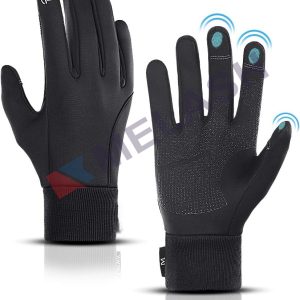 Winter Warm Gloves, Thermal Black Warm Gloves for Men Women Waterproof Touchscreen Non-Slip Freezer Gloves for Driving, Cycling,Hiking,Skating