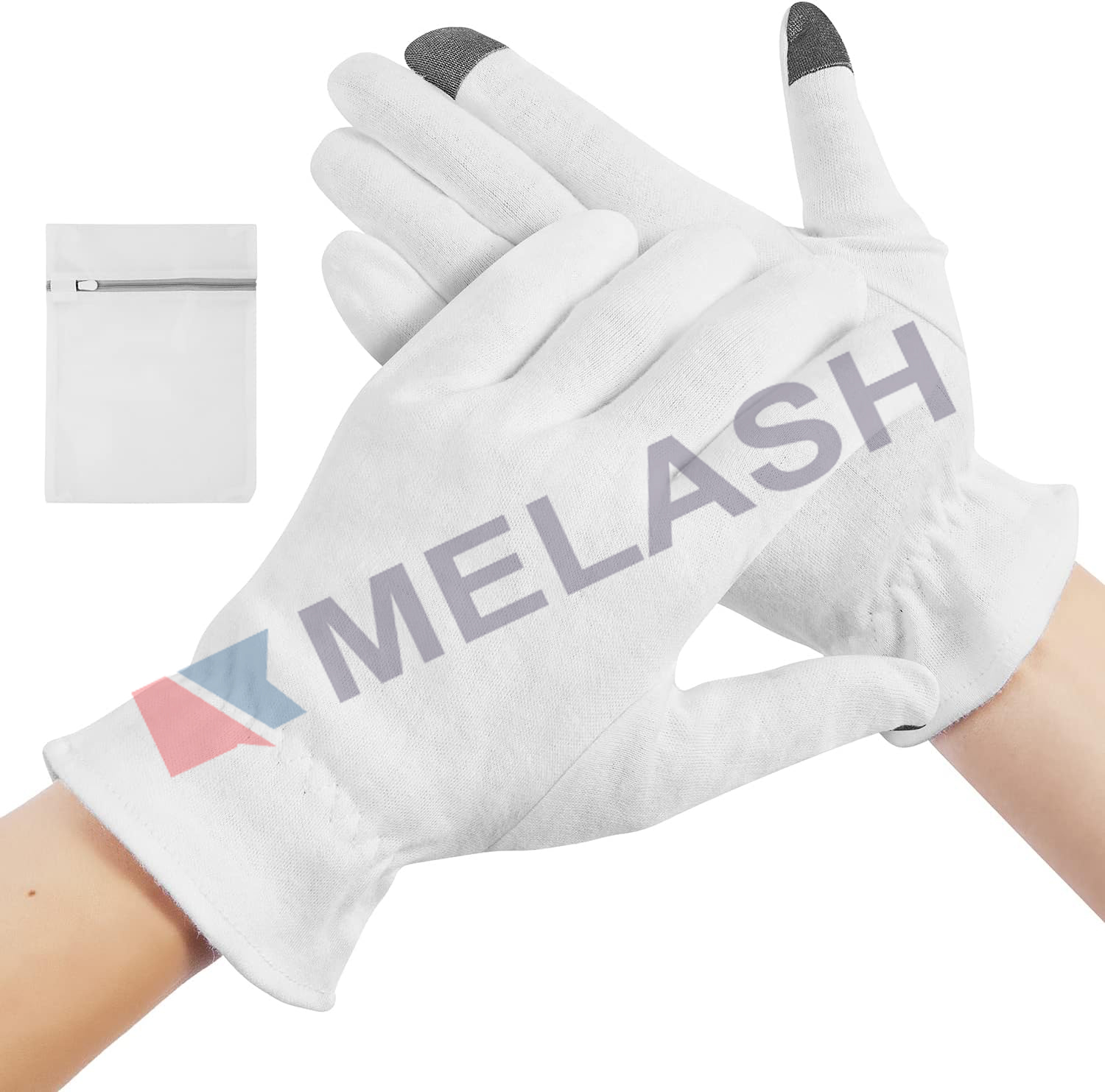 100% Cotton Moisturizing Gloves 5 Pairs, Touch Screen Friendly Cotton Gloves