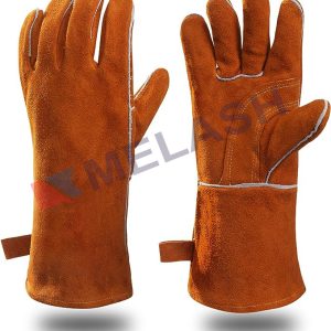 Welding Gloves - Heat & Wear Resistant Lined Leather and Fireproof Stitching - For Welders/Fireplace/BBQ/Gardening