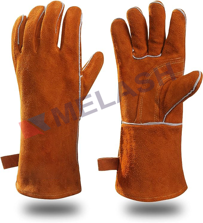 Welding Gloves - Heat & Wear Resistant Lined Leather and Fireproof Stitching - For Welders/Fireplace/BBQ/Gardening