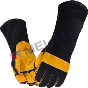 Welding Gloves 16 Inches Fire/Heat Resistant Leather For Mig, Tig, Stick, Forge, BBQ, Grill, Fireplace, Wood Stove, Oven, Animal Handling for Safe, Loving Pet Care
