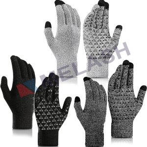 Winter Gloves Touchscreen Gloves 3 Packs, Gloves for Men Knit Anti-slip, Gloves for Women with Warm Fleece Lined
