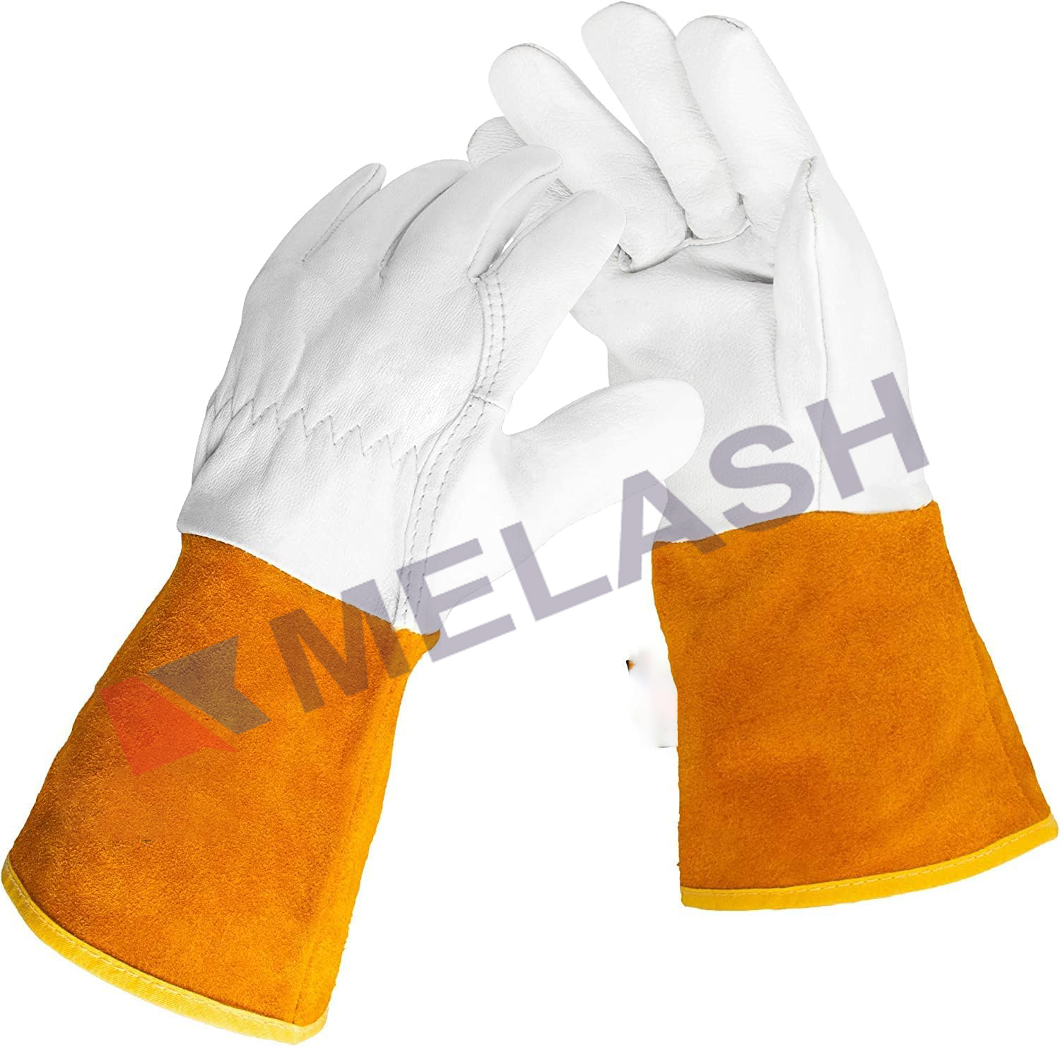 Welding Gloves, Goatskin Tig Welder with Extra Length Cowhide Split Leather, Heat/Fire Resistant BBQ/Warehouse/Heavy Duty/Animal Handling Glove, Extremely Soft and Flexible, 1 Pair