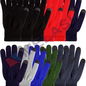 12 Pairs Winter Knit Gloves for Women and Men with Fleece Stretchy Touch Screen Magic Gloves Warm