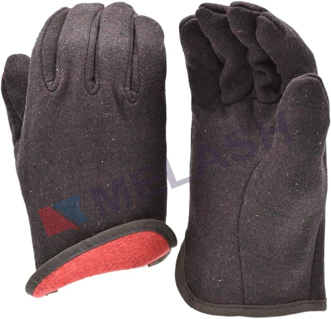 Products Brown Jersey Winter Work Gloves with Red Fleece Lining