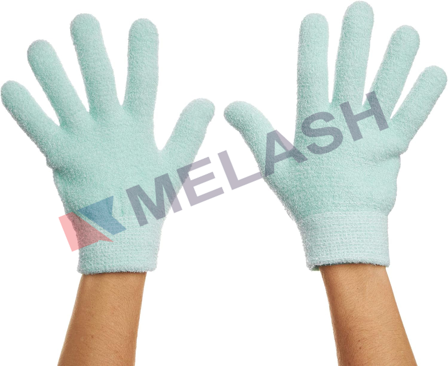 Cotton Moisturizing Gloves with Gel Lining - Dry Hands Treatment - 1 Pair Hydrating Cracked Hand Healing Gloves - Repair Rough, Chapped Skin Overnight (Fuzzy Mint Green)