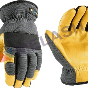 Wells Lamont Men's Slip On HydraHyde Water-Resistant Leather Palm Hybrid Work Gloves