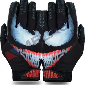 Villian Football Gloves - Tacky Grip Skin Tight Adult Football Gloves - Enhanced Performance Football Gloves Men - Pro Elite Super Sticky Receiver Football Gloves - Adult Sizes