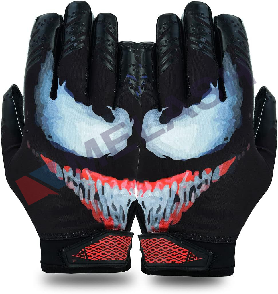 Villian Football Gloves - Tacky Grip Skin Tight Adult Football Gloves - Enhanced Performance Football Gloves Men - Pro Elite Super Sticky Receiver Football Gloves - Adult Sizes