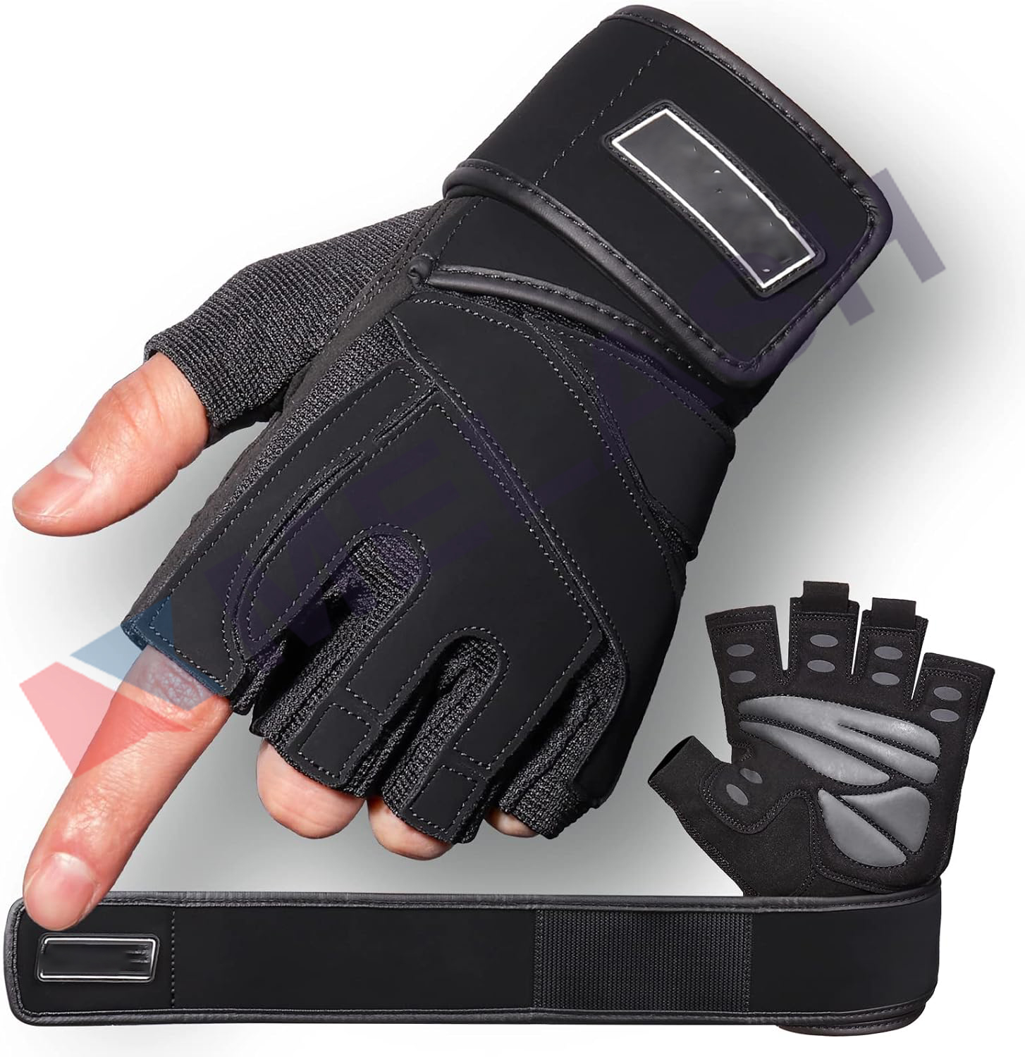 Workout Gloves for Men - Gym Weight Lifting Gloves with Wrist Wrap Support, Full Palm Protection & Extra Grips for Weightlifting, Exercise, Cross Training, Fitness, Pull-up