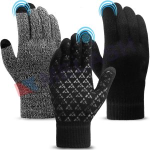 unisex Gloves for Women and Men 1/2/3 Pairs,Touch Screen Gloves,Anti-Slip Silicone Gel- Thermal Soft Wool Lining