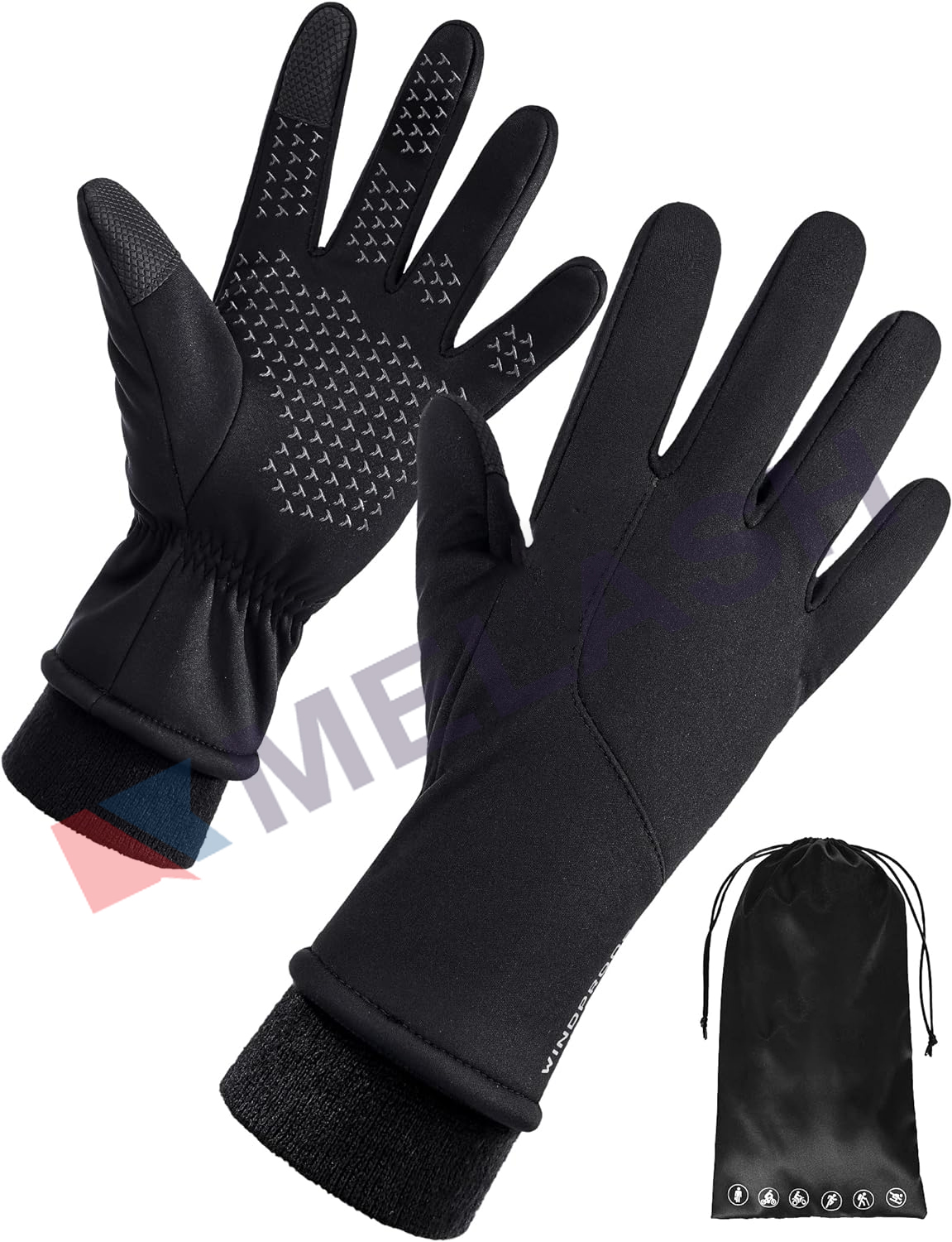 Winter Thermal Gloves Cycling Warm Gloves Cold Weather Sports Anti-Slip Windproof Gloves Men Women Touch Screen Riding Glove Hiking Driving Running Bike Jogging Gloves Unisex